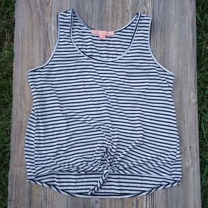 Rebellious One Striped Knotted Detail Tank Top